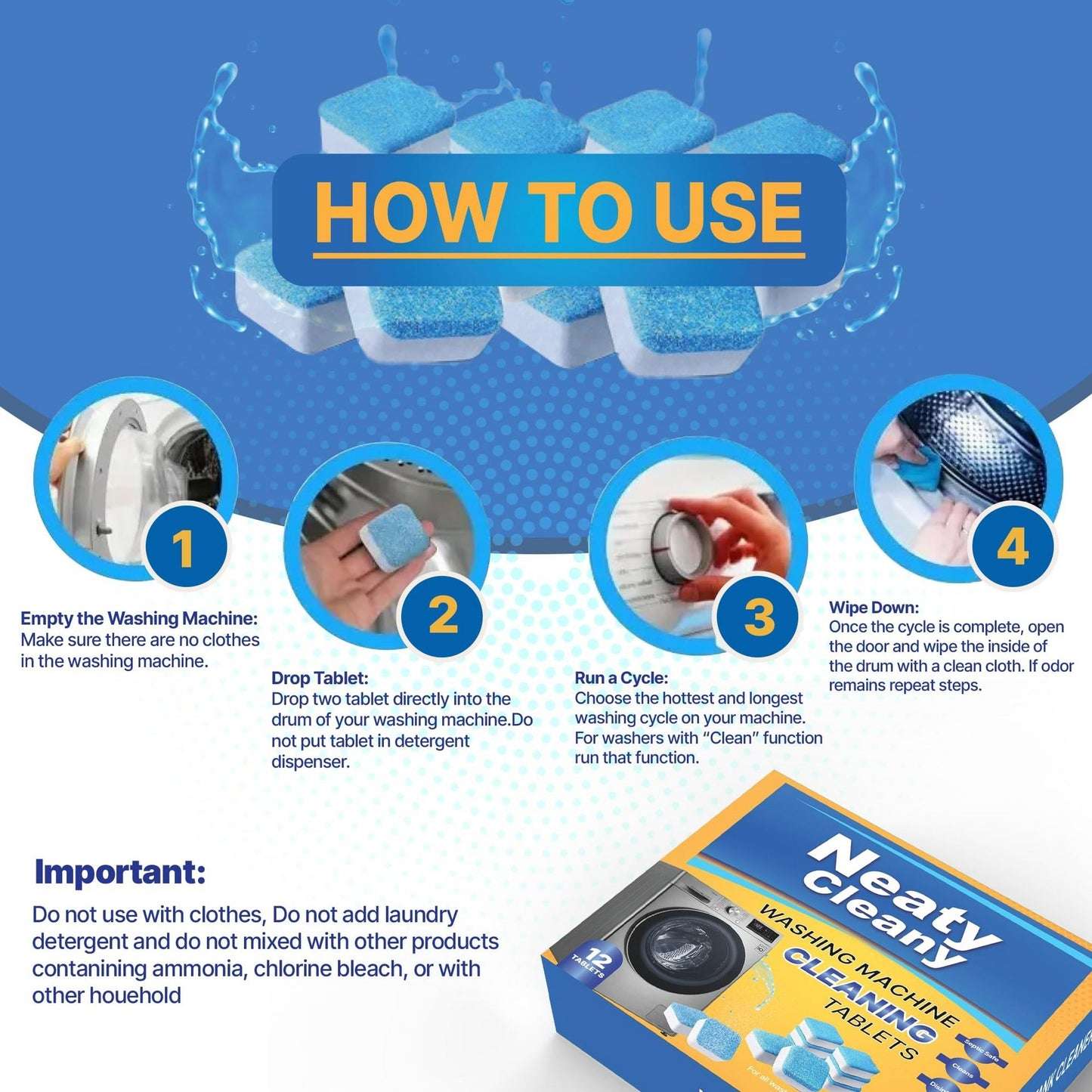 Washing Machine Cleaning Tablets – 12 Tablets Pack