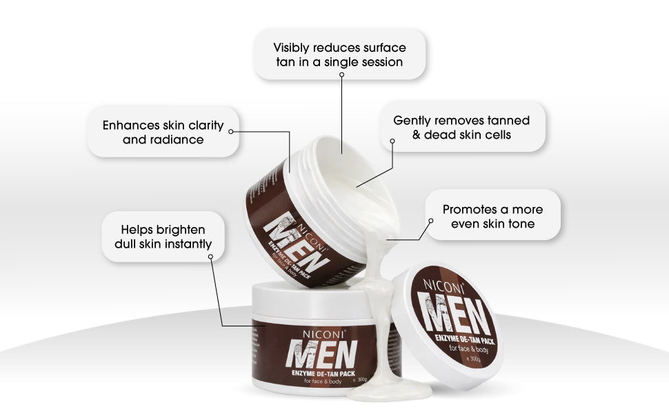 Niconi Men Enzyme De-Tan Pack For Face & Body (300g)