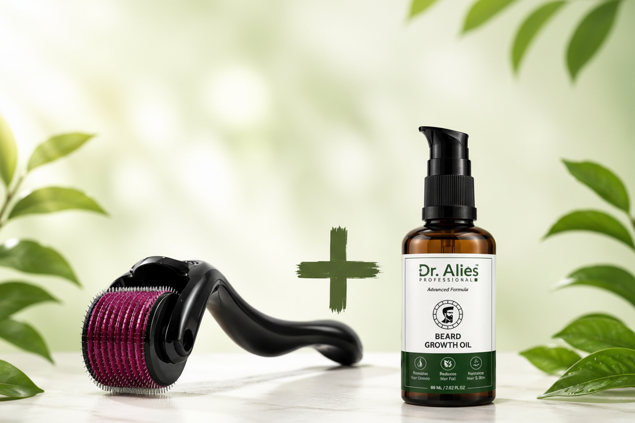 Dr. Aliès Beard Growth Kit – Beard Growth Oil + Derma Roller | Fuller & Thicker Beard