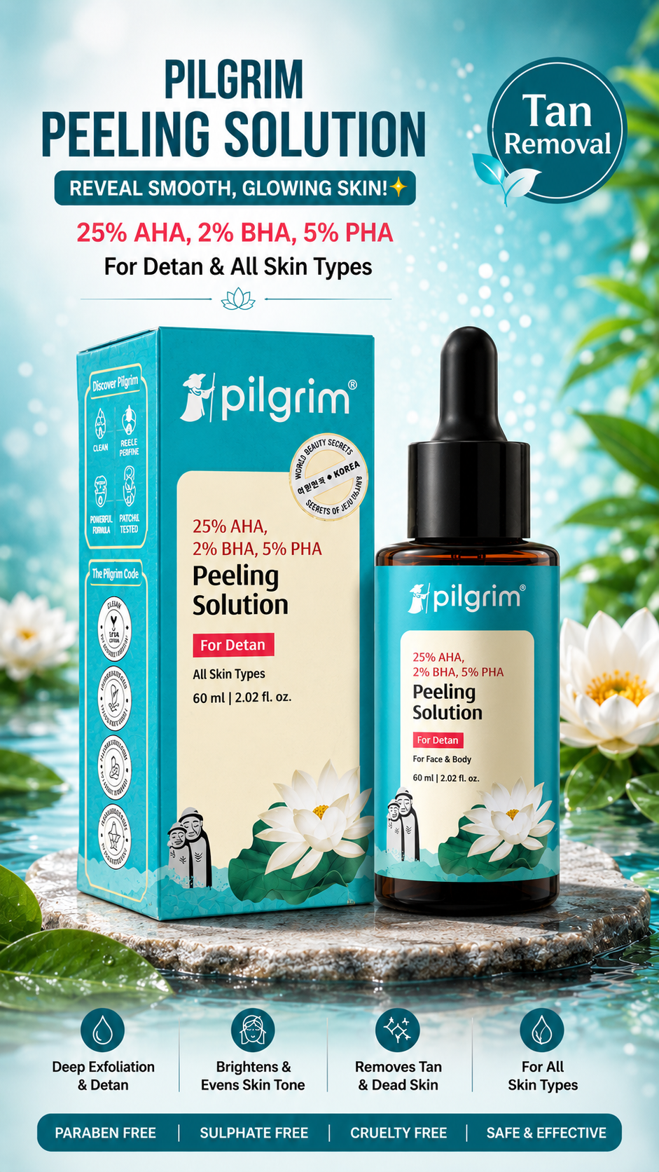 25% AHA, 2% BHA, 5% PHA Peeling Solution | Exfoliant For Radiant, Even-Toned Skin