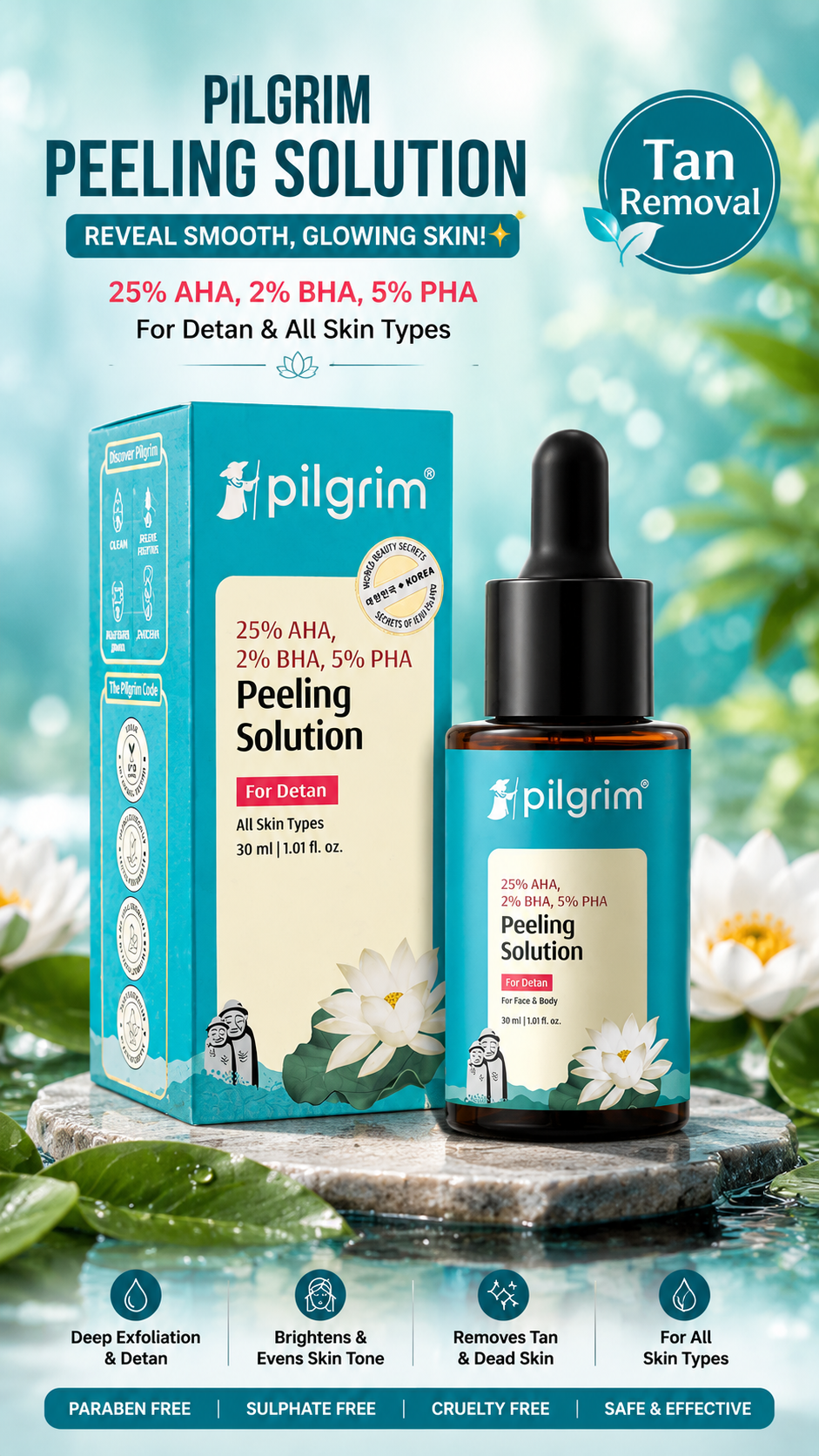 25% AHA, 2% BHA, 5% PHA Peeling Solution | Exfoliant For Radiant, Even-Toned Skin