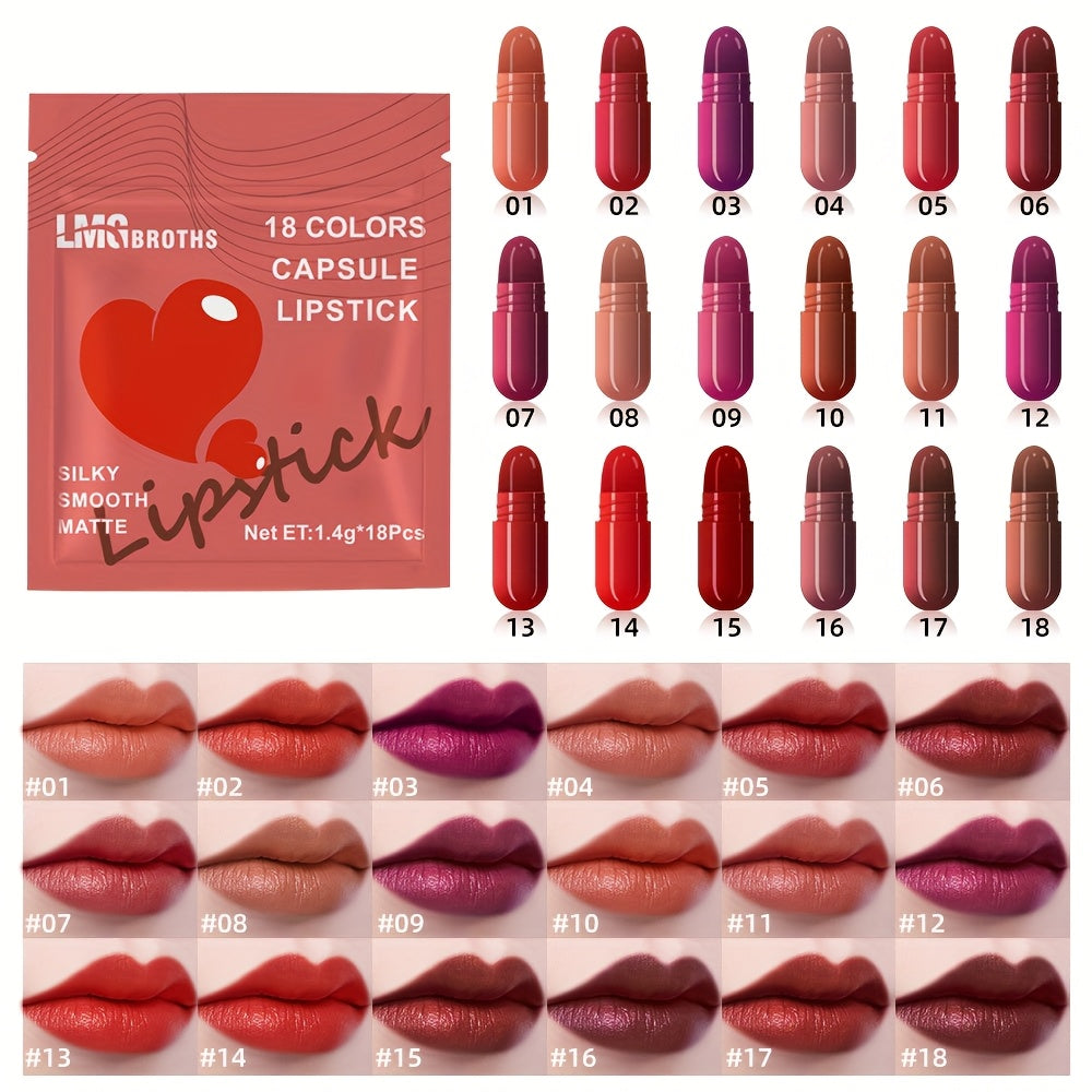 Matte Lipstick Capsule (Pack of 18)