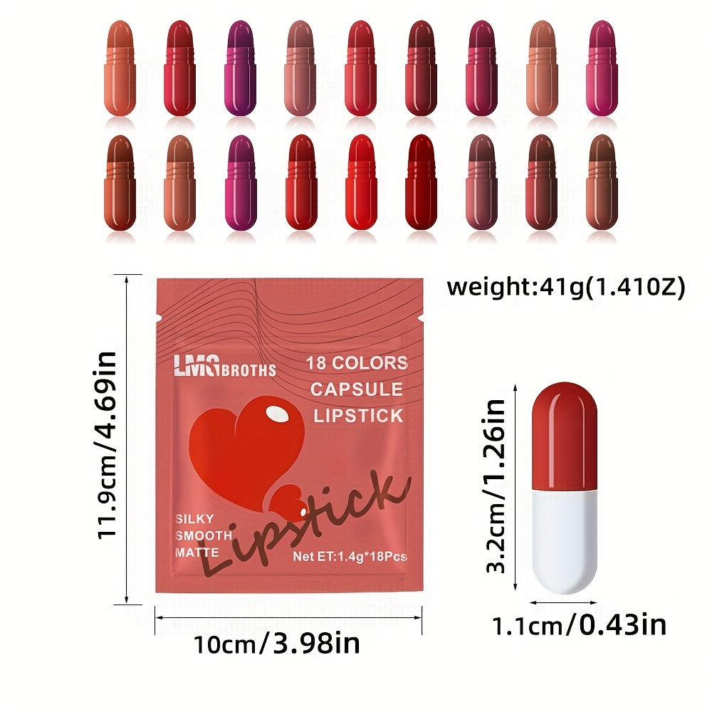 Matte Lipstick Capsule (Pack of 18)
