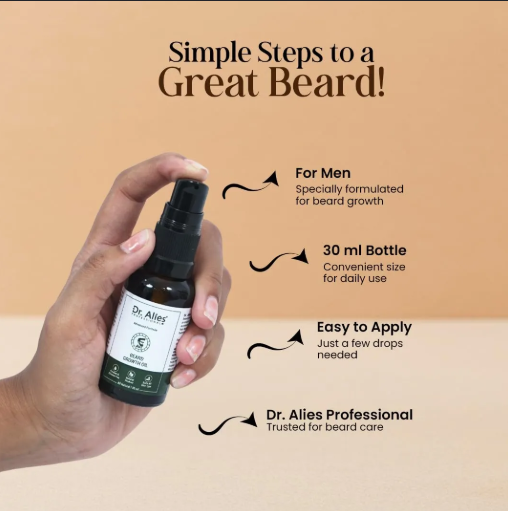 Dr. Alies Professional Beard Growth Oil for strong and healthy beard growth Hair Oil (30 ml)